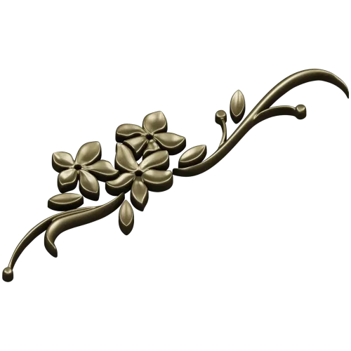 Floral Swag STL Model for CNC - Elegant Low-Relief Flower Ornament