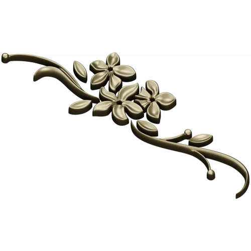 Floral Swag STL Model for CNC - Elegant Low-Relief Flower Ornament