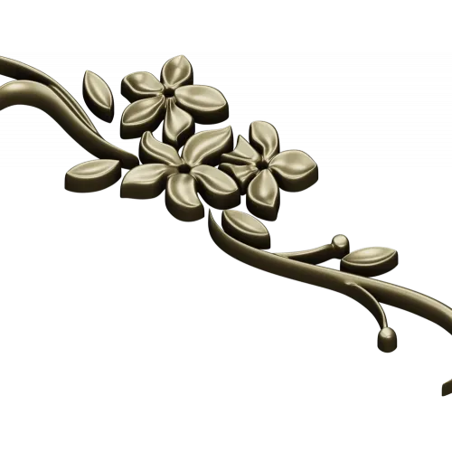 Floral Swag STL Model for CNC - Elegant Low-Relief Flower Ornament