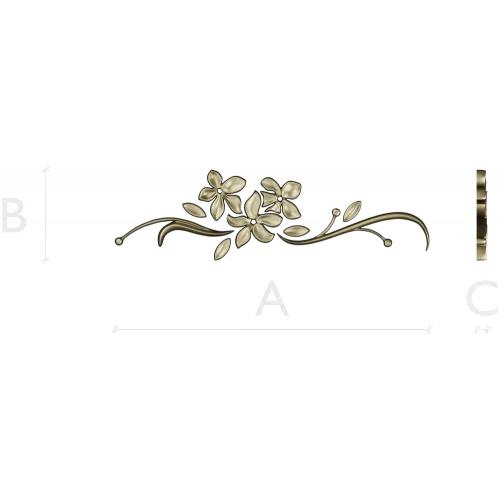Floral Swag STL Model for CNC - Elegant Low-Relief Flower Ornament