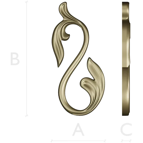 Acanthus S-Scroll decorative STL model for CNC milling