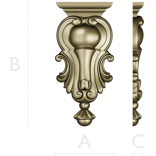 Ornate Baroque Cartouche STL for CNC Routing and Furniture Applique