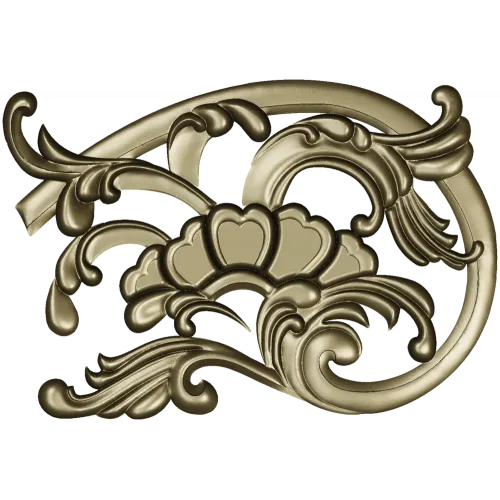 Rococo floral corner ornament - STL 3D model for CNC milling