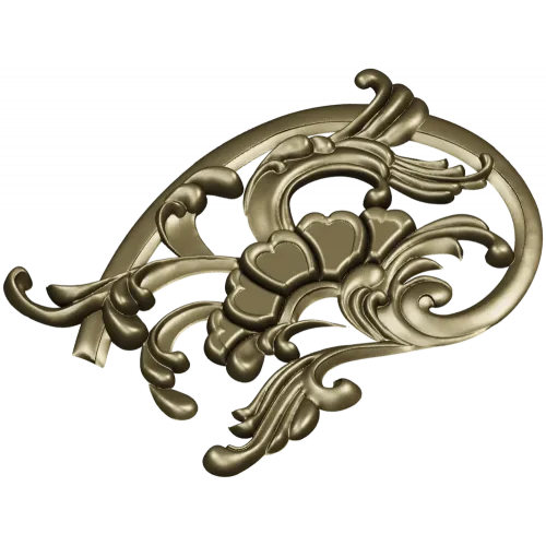 Rococo floral corner ornament - STL 3D model for CNC milling