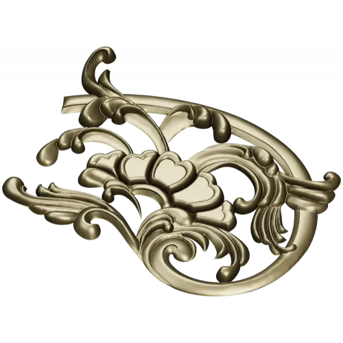 Rococo floral corner ornament - STL 3D model for CNC milling