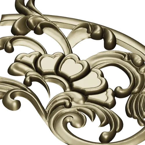 Rococo floral corner ornament - STL 3D model for CNC milling