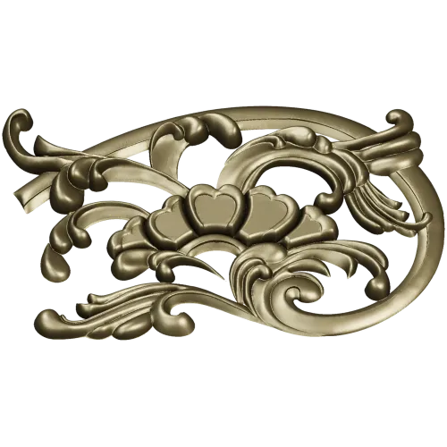 Rococo floral corner ornament - STL 3D model for CNC milling