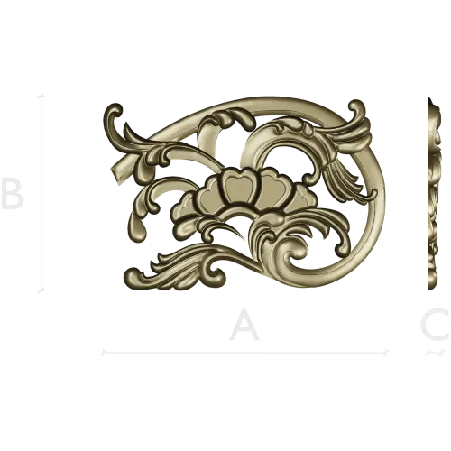 Rococo floral corner ornament - STL 3D model for CNC milling