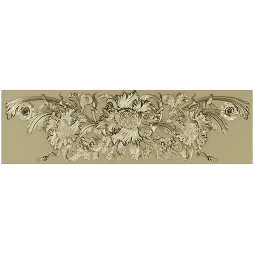 Baroque floral frieze STL 3D model for CNC