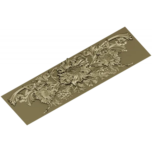 Baroque floral frieze STL 3D model for CNC