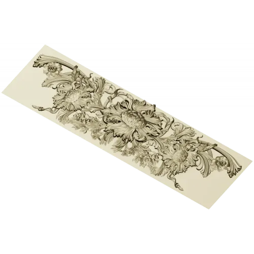 Baroque floral frieze STL 3D model for CNC