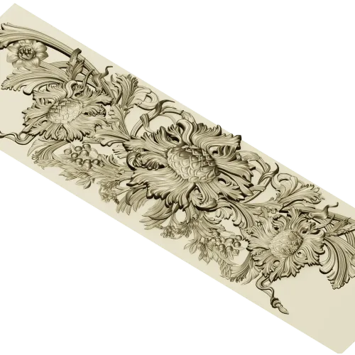 Baroque floral frieze STL 3D model for CNC