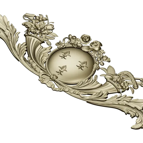 Royal Medallion Cartouche - STL 3D Model for CNC Relief