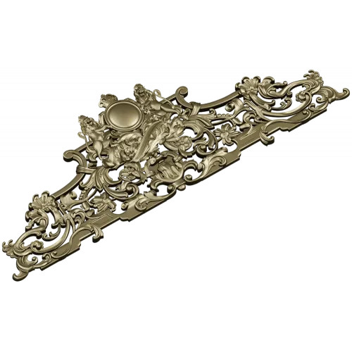 Rococo Crown Pediment - STL 3D model for CNC carving
