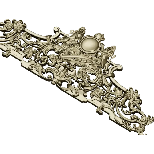 Rococo Crown Pediment - STL 3D model for CNC carving