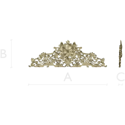 Rococo Crown Pediment - STL 3D model for CNC carving