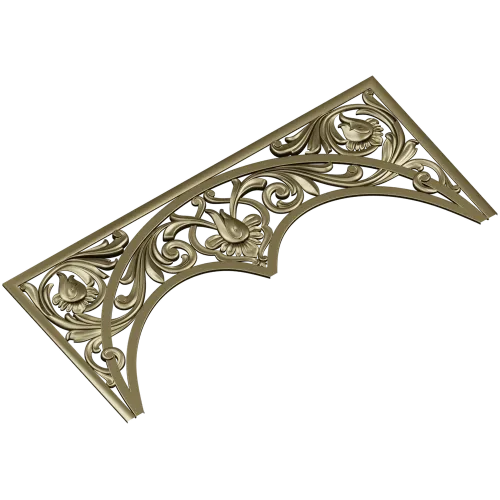 Acanthus triple-arch decorative panel STL for CNC