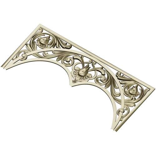 Acanthus triple-arch decorative panel STL for CNC