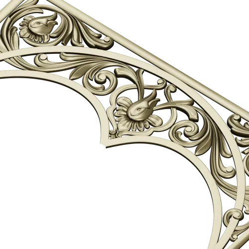 Acanthus triple-arch decorative panel STL for CNC
