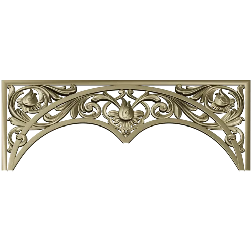 Acanthus triple-arch decorative panel STL for CNC