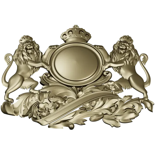 Королевский картуш со львами - STL модель для ЧПУ