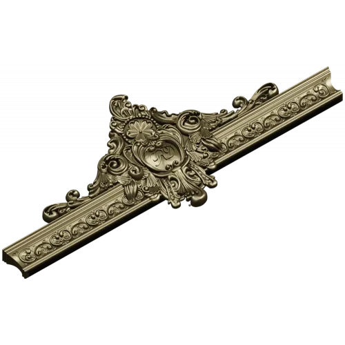 Ornate Cartouche 3D STL for CNC - High-Relief Acanthus Pediment