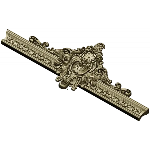 Ornate Cartouche 3D STL for CNC - High-Relief Acanthus Pediment