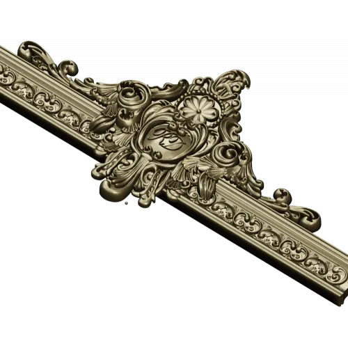 Ornate Cartouche 3D STL for CNC - High-Relief Acanthus Pediment