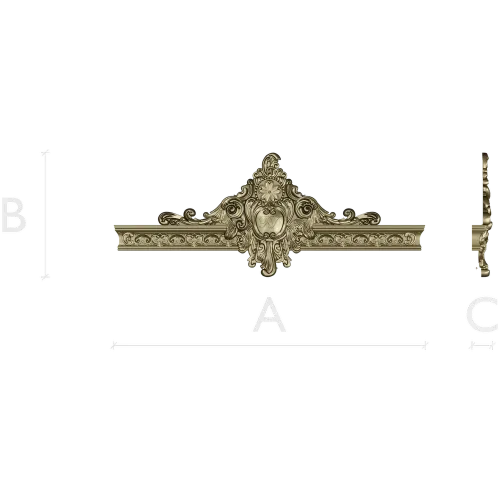 Ornate Cartouche 3D STL for CNC - High-Relief Acanthus Pediment