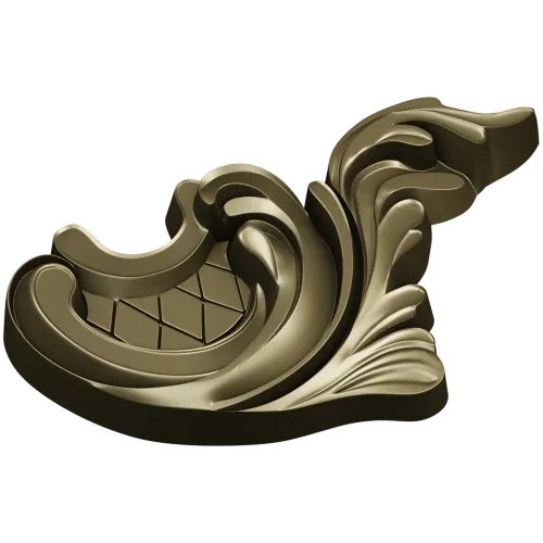 Acanthus Corner Cartouche - STL 3D Model for CNC Milling