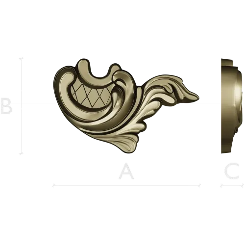 Acanthus Corner Cartouche - STL 3D Model for CNC Milling