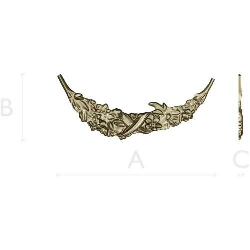 Crescent Floral Applique STL