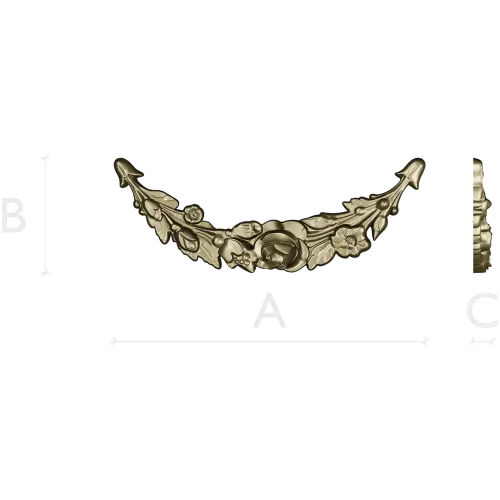 Декоративная цветочная накладка-полумесяц - STL модель для ЧПУ