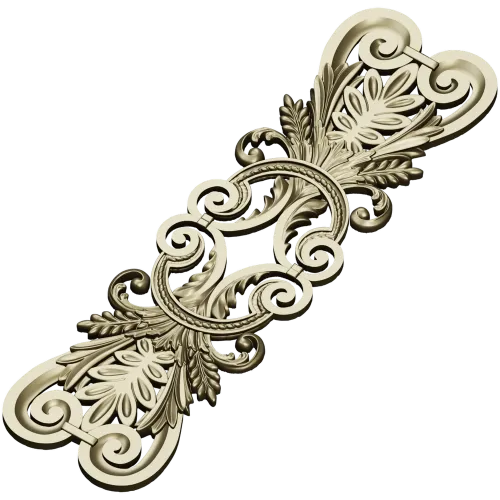 Acanthus Scroll Cartouche - STL 3D model for CNC