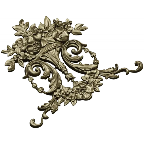 Ornate Floral Cartouche STL 3D Model for CNC Carving