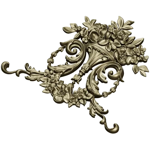 Ornate Floral Cartouche STL 3D Model for CNC Carving