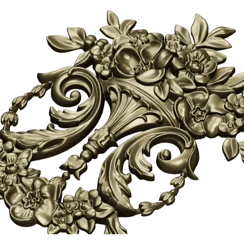 Ornate Floral Cartouche STL 3D Model for CNC Carving