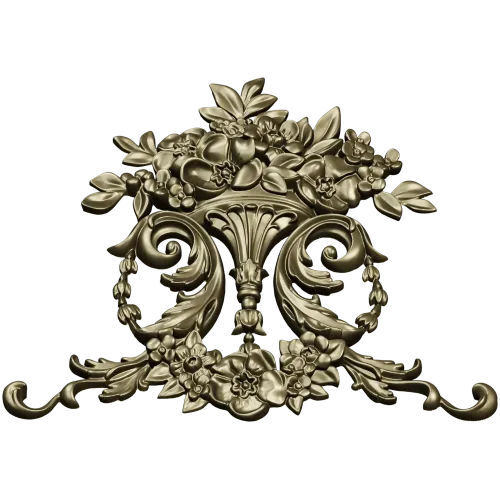 Ornate Floral Cartouche STL 3D Model for CNC Carving