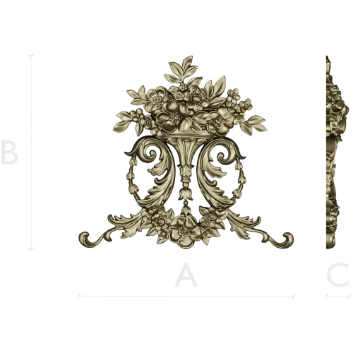 Ornate Floral Cartouche STL 3D Model for CNC Carving