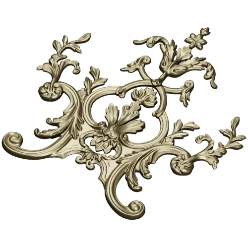Rococo Floral Crest STL 3D Model for CNC