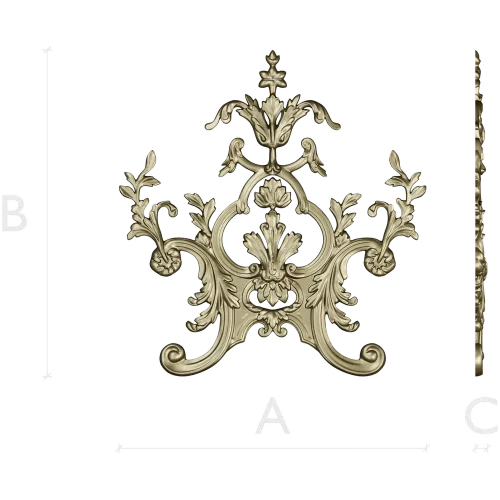 Rococo Floral Crest STL 3D Model for CNC