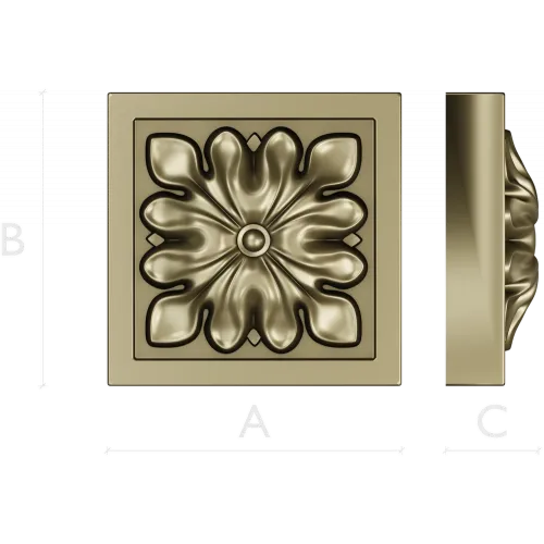 Sunburst Square Rosette - STL 3D model for CNC
