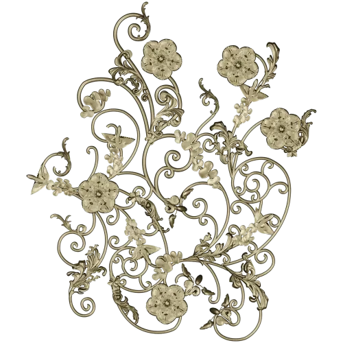 Rococo Floral Scrollwork Panel STL 3D Model