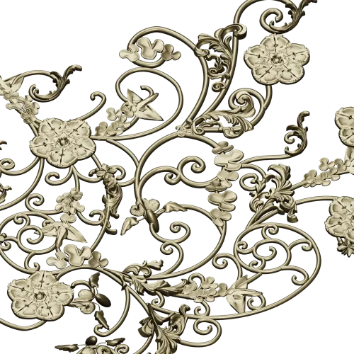 Rococo Floral Scrollwork Panel STL 3D Model