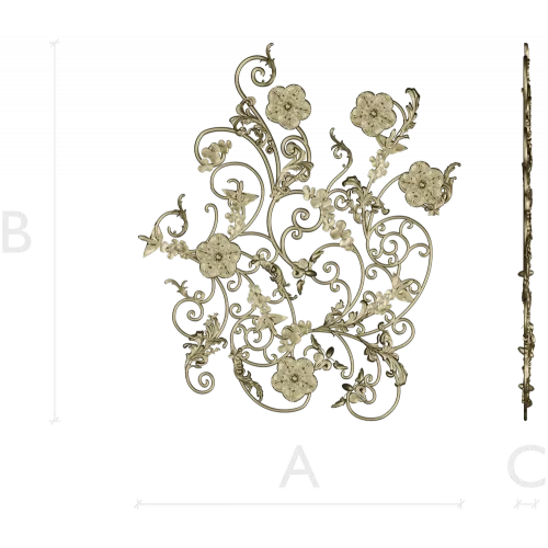 Rococo Floral Scrollwork Panel STL 3D Model