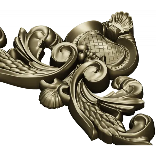 Ornate acanthus cartouche 3D model in STL for CNC carving