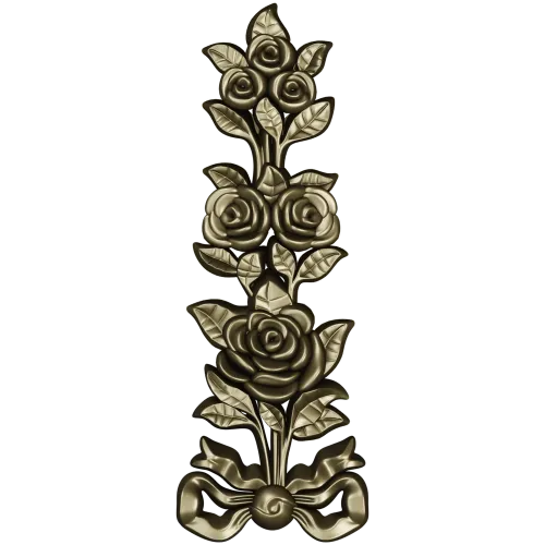 Rose ribbon vertical applique stl model for CNC milling
