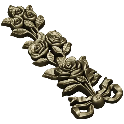 Rose ribbon vertical applique stl model for CNC milling