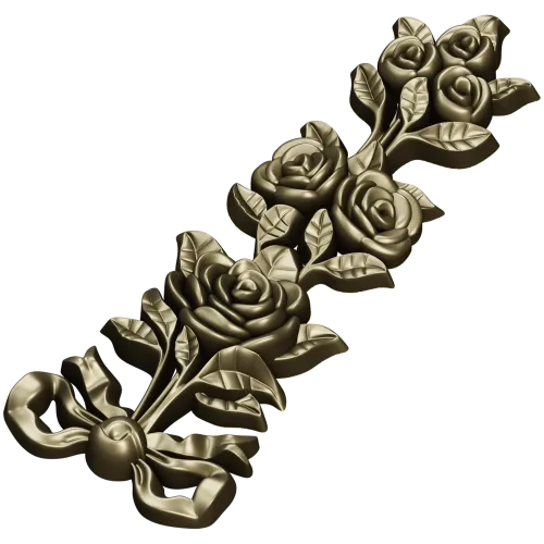Rose ribbon vertical applique stl model for CNC milling