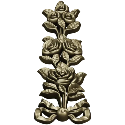 Rose ribbon vertical applique stl model for CNC milling